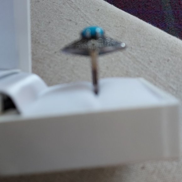 Marcasite and Turquoise Sterling ring Size 8 - Picture 4 of 7